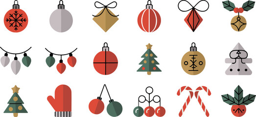 Assortment of Christmas Ornaments and Decorations holiday
