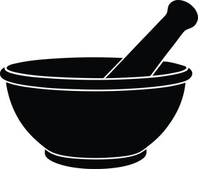 Kitchen pestle icon silhouette. Herb and spice grinder vector graphic.