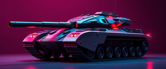Naklejka premium Sleek, futuristic tank design, advanced weaponry, cannon, digital