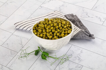 Cannes Fresh green peas in the bowl