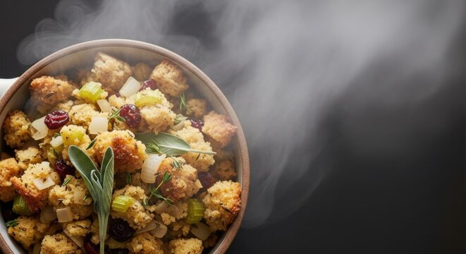 Thanksgiving turkey stuffing with sage and cranberries for holiday celebrations