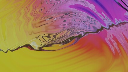 Colorful abstract fluid art swirls, pink, yellow modern