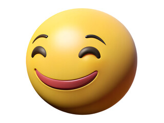 Fototapeta premium Smiling face with smiling eyes isolated on transparent background a cheerful emoji with a happy and content expression
