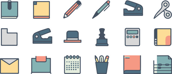 Office and Stationery Supplies Flat Icons clean z8tob6rar