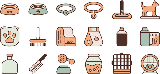 Pet Care and Supplies Flat Icons Collection supply