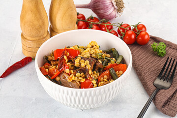 Eastern cuisine - Ptitim with beef and vegetables