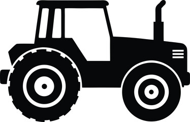 Tractor silhouette vector icon. Farm agriculture vehicle symbol