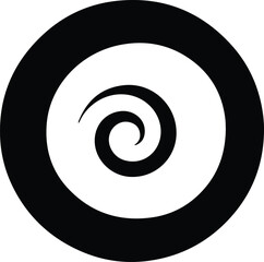 Vector simple hypnotic spiral black and white shape silhouette illustration