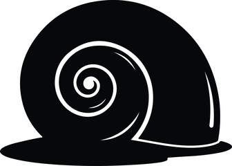Vector Snail crawling slowly black and white silhouette illustration