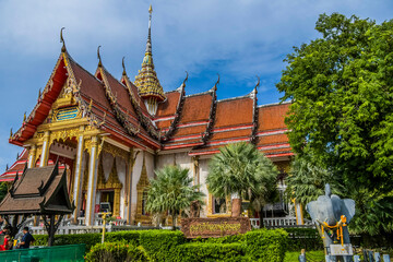 Beautiful Wat Chalong buddhist gold temple in Phuket thailand
