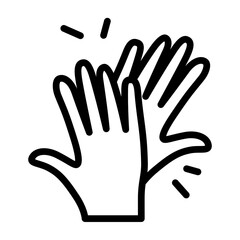 High Five Vector Line Icon Design