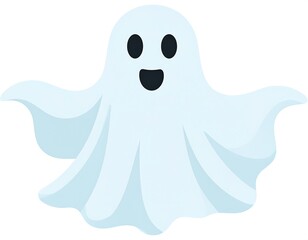 Animated happy spirit with billowing sheet, cutout on white