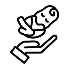 Hand With Baby Vector Line Icon Design