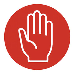 Red circle with white open hand symbol for stop or warning