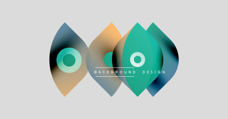 Abstract shapes overlap, creating vibrant color gradients. Minimalist design with text elements for background or presentation use.