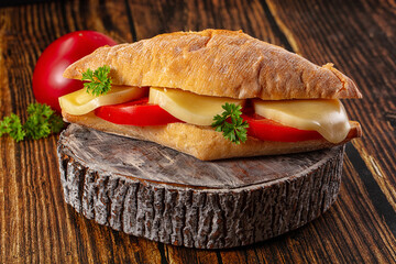 Sandwich with mozzarella and tomato