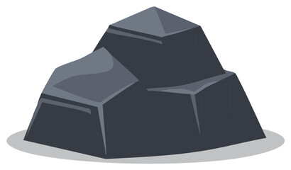 Stylized Dark Stone Pile Shape Illustration Stacked Geometric Rocks Graphics