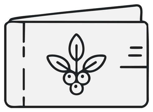 Botanical-themed gift voucher outline icon with berries and leaves