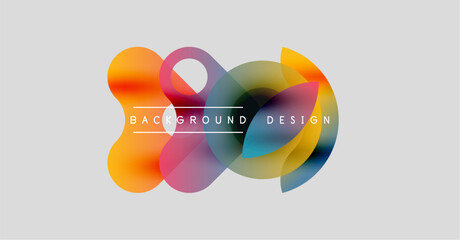 Abstract colorful shapes overlap, creating dynamic background. Text reads background design. Minimalist style, modern aesthetic.