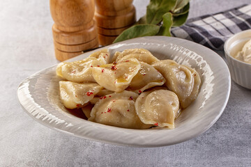Traditiolal vareniki - stuffed dumplings with potato