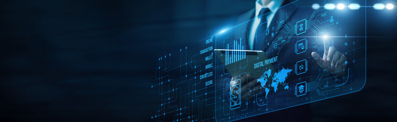 Business transaction system touching interface and digital payment platform online wallet secure...