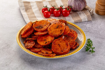 Tasty baked sweet potatoes with spices