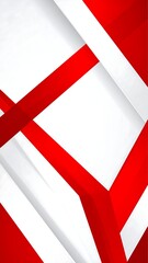 Obraz premium Abstract vertical design with red and white overlapping geometric shapes