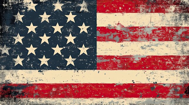 Distressed American Flag with Grunge Texture - Patriotic Symbolism for Independence Day, Political Campaigns, and National Pride