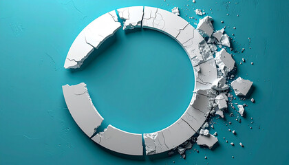 Naklejka premium Cracked Circle on Teal Background