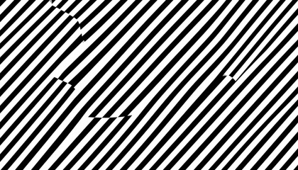 Black and white slanted lines with geometric shapes overlay