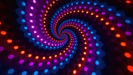 A mesmerizing spiral tunnel of glowing colorful lights.