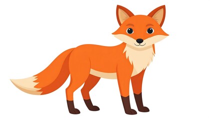 Fototapeta premium Cartoon illustration of a standing orange and white fox with brown feet