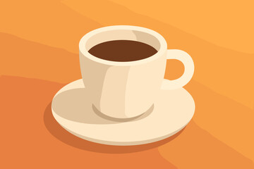 Obraz premium Cup design minimal warm vector stylized clean flat handle illustration espresso background