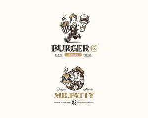 French burger mascot logo template