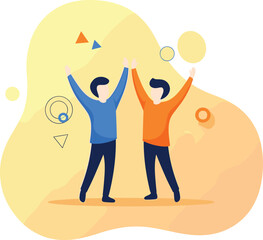 Successful Team Celebration, Partnership, and Victory Flat Illustration
