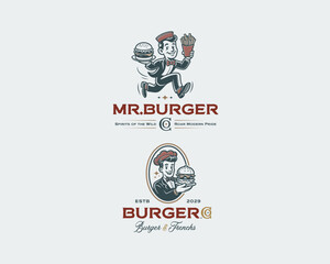 French burger mascot logo template
