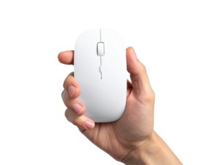 isolated hand holding a mouse