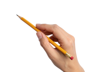 isolated hand holding a pencil