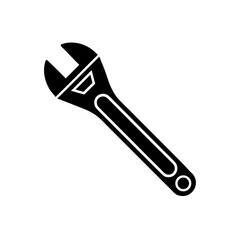 Illustration of an adjustable wrench on transparent background silhouette