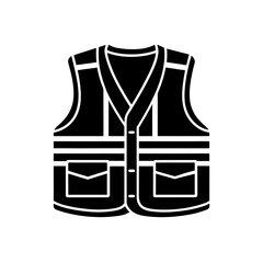 Illustration of a safety vest icon on transparent background silhouette