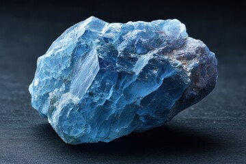 Obraz premium Celestine Gemstone: A Radiant Blue Crystal Isolated on Dark Background