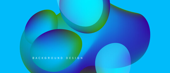 Abstract fluid shapes overlap, vibrant blues, greens, purples. Modern design, smooth gradients create dynamic visual effect. Background texture.