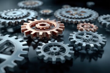 Fluid Integration: A 3D Visualization of Gearwheels in Perfect Harmony for Business Development