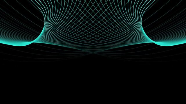 Abstract animation of blue and cyan lines moving in a net or wave pattern on a black background.