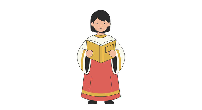Choir boy holding hymn book, figurine for Nativity scene