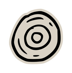 Vinyl music record doodle sticker icon: hand drawn illustration of CD or album disk for audio, retro party, and technology design