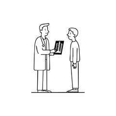 Doctor discussing a patient's chest X-ray results, representing medical consultation and professional healthcare examination.