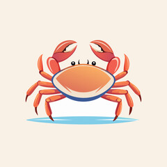Fototapeta premium Illustration of a Cartoon Crab with Claws Raised.