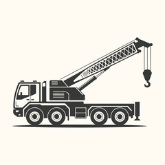 Naklejka premium Illustration of a mobile crane truck with its boom extended, isolated on a plain background