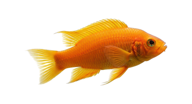 Vibrant orange fish swimming, side view, detailed fins, isolated on black - Powered by Adobe